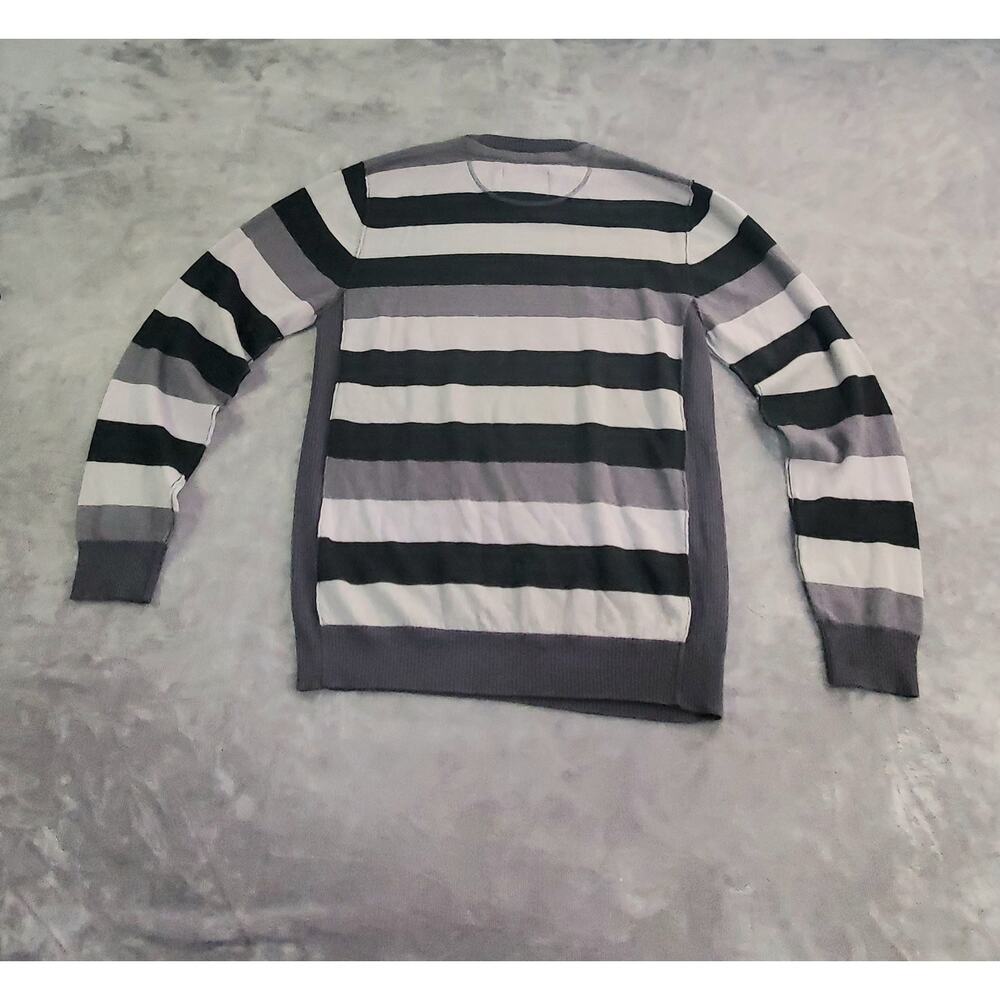 Buffalo David Bitton Size L Lambswool Gray Striped Crewneck Sweater Winter C5-20 - Picture 8 of 9